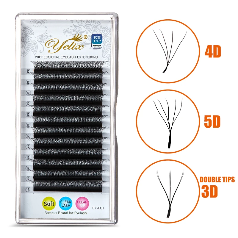 Yelix W Shaped Lashes Automatic Flowering Lashes Bloom 3D 4D 5D Premade Fans Speed Eyelash Extensions Natural Individual Lashes