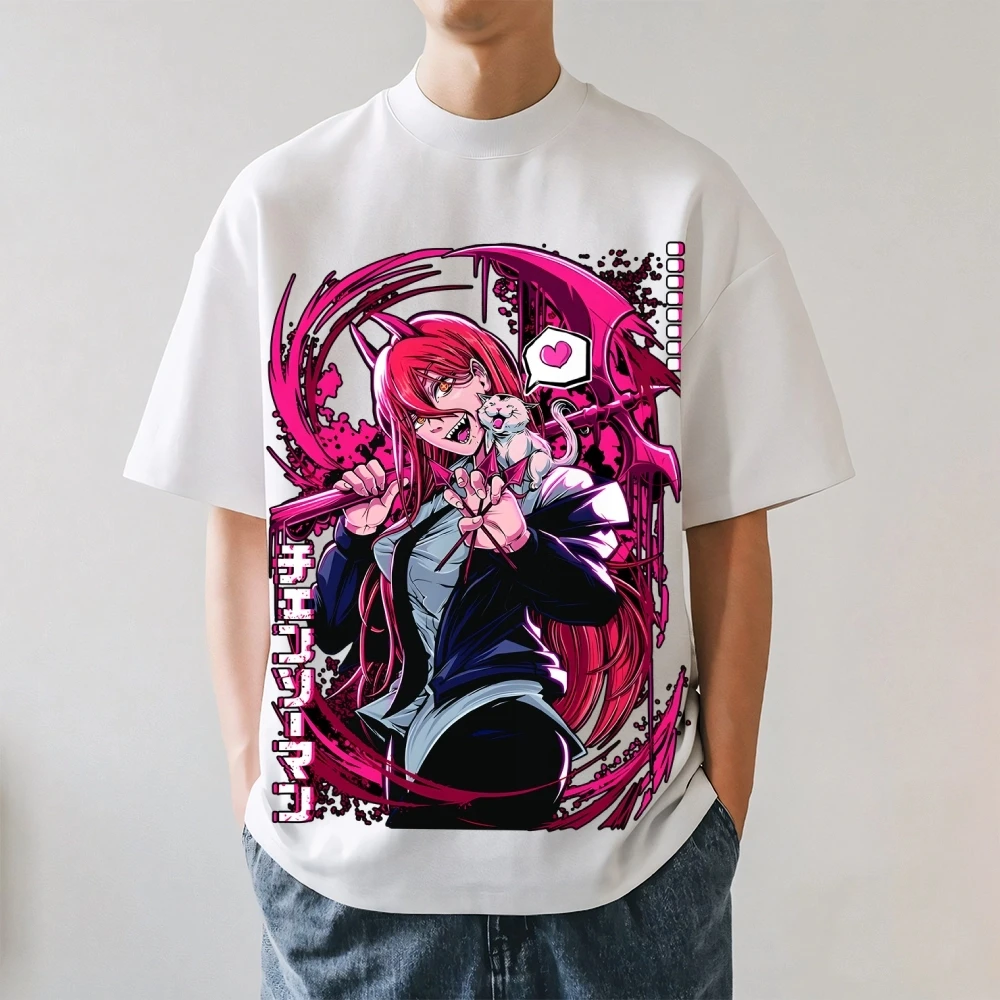 2026 New Chainsaw Man Power Print T-shirt Short Sleeve T-shirt Men's and Women's T-shirt Men's Tops Harajuku