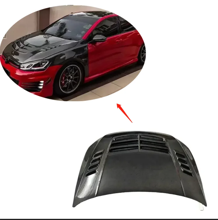 

V Style Carbon Fiber Hood for Golf 7 Mk7 Tr Cmst Custom Bonnet Engine Cover Vent for Classic Auto Parts