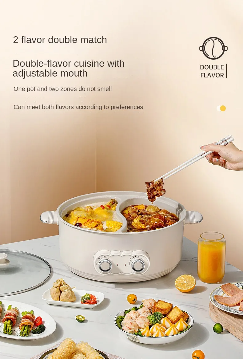 220V 6L Household Electric Cooking Machine Home Non-stick Double-flavor Hotpot  Electric Hot Pot Multi Cooker Hotpot