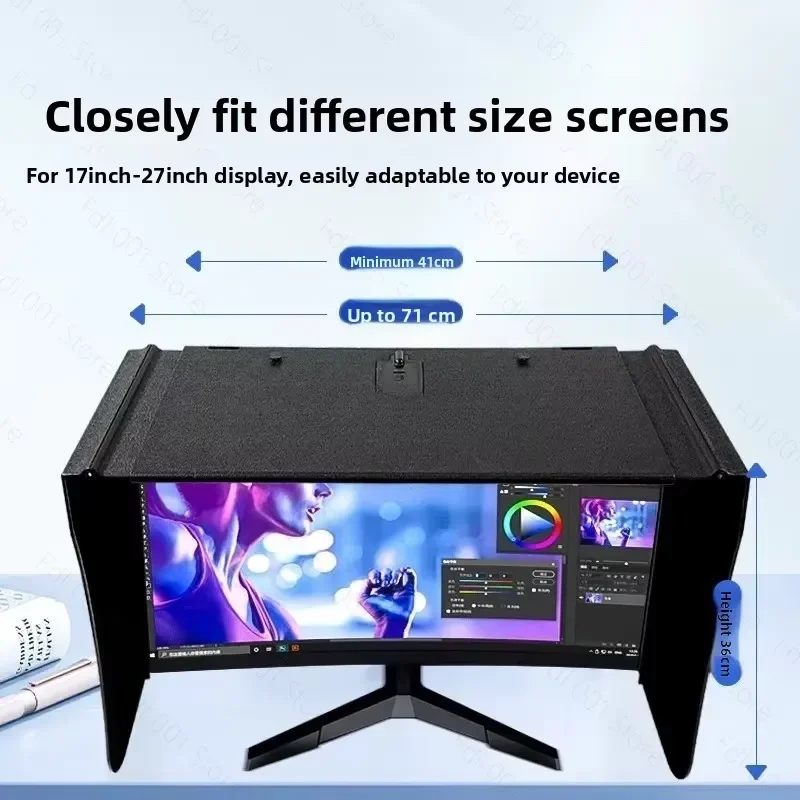 for Adjustable Monitor Sunshade 17 to 28 Inch Anti Glare Privacy Shield Desktop Screen Hood Block Light 71cm Width Protection