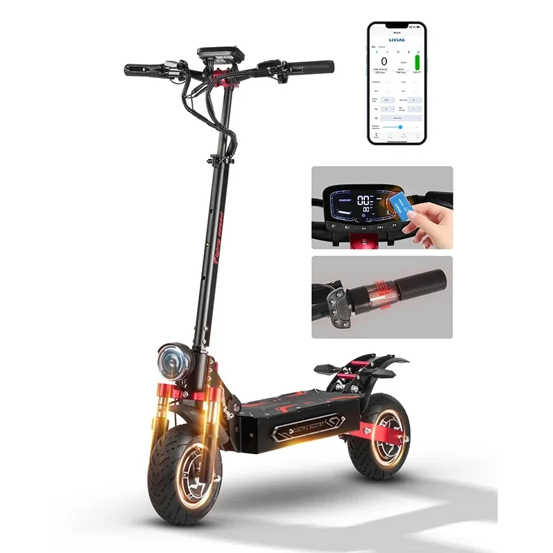 

Электрический самокат BOYUEDA Q7Pro Max, 52 В, 28 Ач, 3200 Вт, двойной двигатель, 110 км, длительный пробег, 70 км/ч, 10 дюймов, шины, NFC, управление через приложение, складной электронный самокат