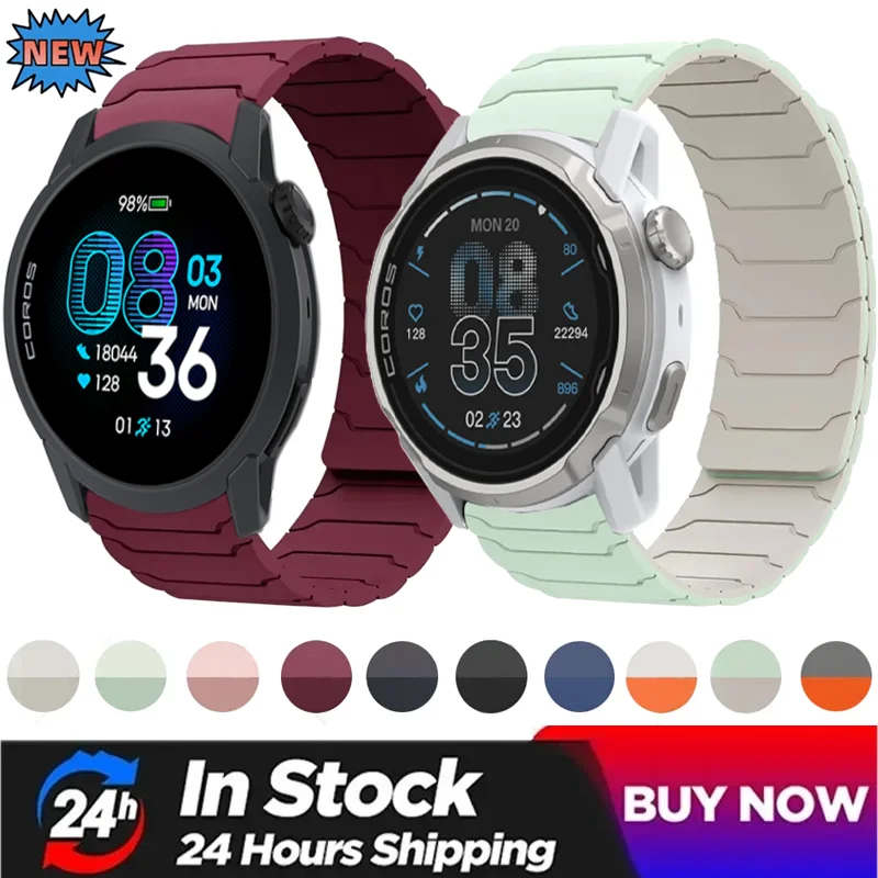 20/22mm Silicone Strap For Suunto Vertical 2/Run/Race 2 CMF Watch 3 Pro Magnetic Band for COROS PACE 4-Pro/APEX 4 42mm Bracelet