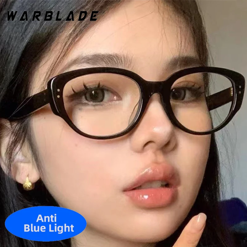 

Retro Cat Eye Brand Rice Nail Decorate Design Anti-Blue Light Women Glasses Men Luxury Computer Eye Protection Optical Eyewear