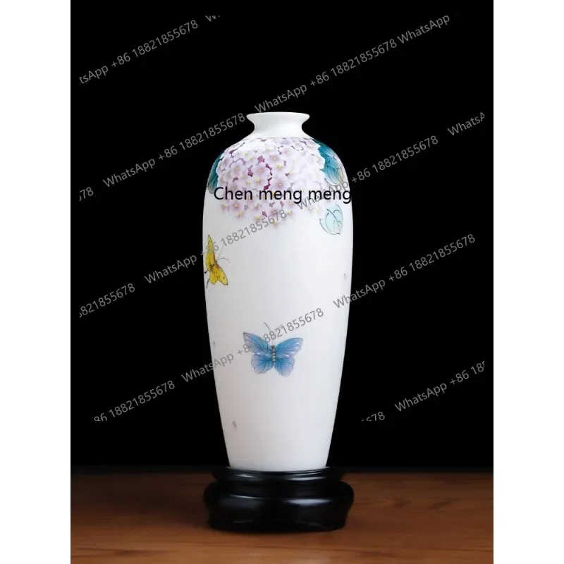 

Suet jade porcelain hand-painted hydrangea vase ornament home living room decoration housewarming gifts