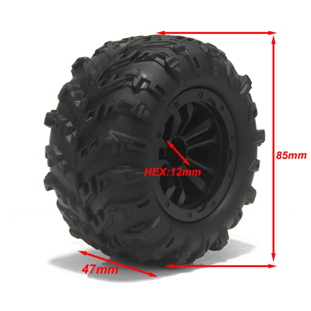 4PCS 85mm 12mm Hex Monster Truck Rad Gummi Reifen für SCY 16101 Pro 16102 Pro WLTOYS 144001 144010 1/16 Off-Road RC CarParts