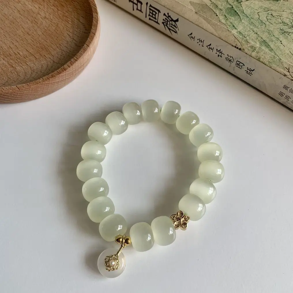 

Оригинальный дизайн, Афганистан, синий и белый халцедон, кошачий глаз, персиковый цветок, бусины для переноса, литературные украшения в национальном стиле, ручные украшения