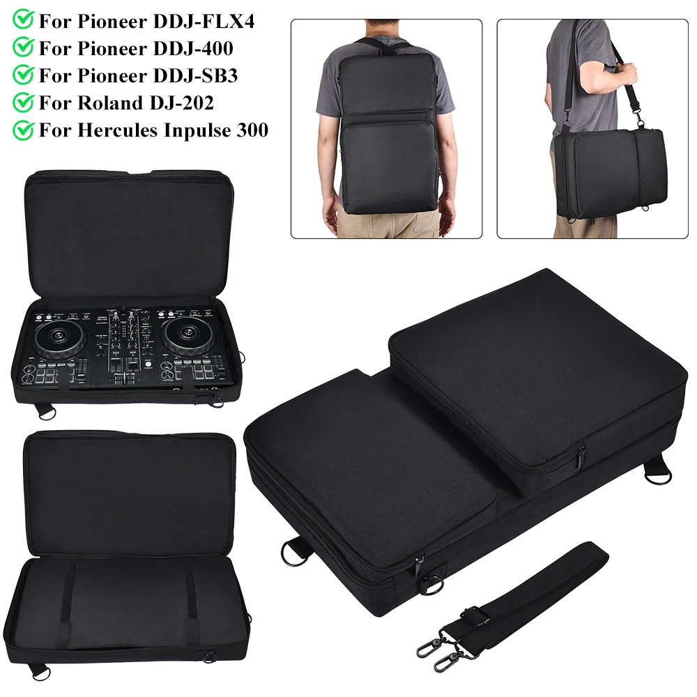 

Portable Protective Case Dustproof Turntables Protective Case Scratch-resistant with Sholder Strap for Pioneer DDJ-400 DDJ-FLX4