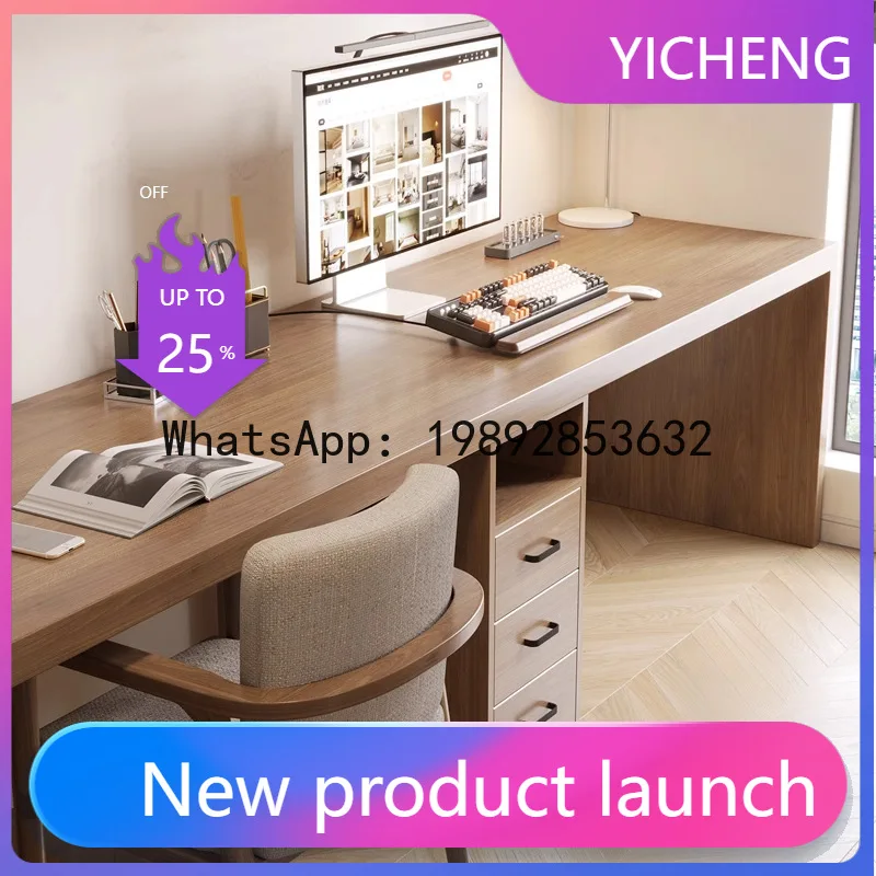 PYJ Solid Wood Double Computer Desk Bedroom Children's Study Table Desk Student Home Back Long Table