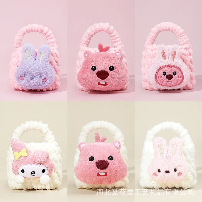 

Mini Handmade Crocheted Cute Rabbit Fur Headphone Bag Creative Couple Women Wallet Coin Purse Girl Woven Headphone Handbag Pouch