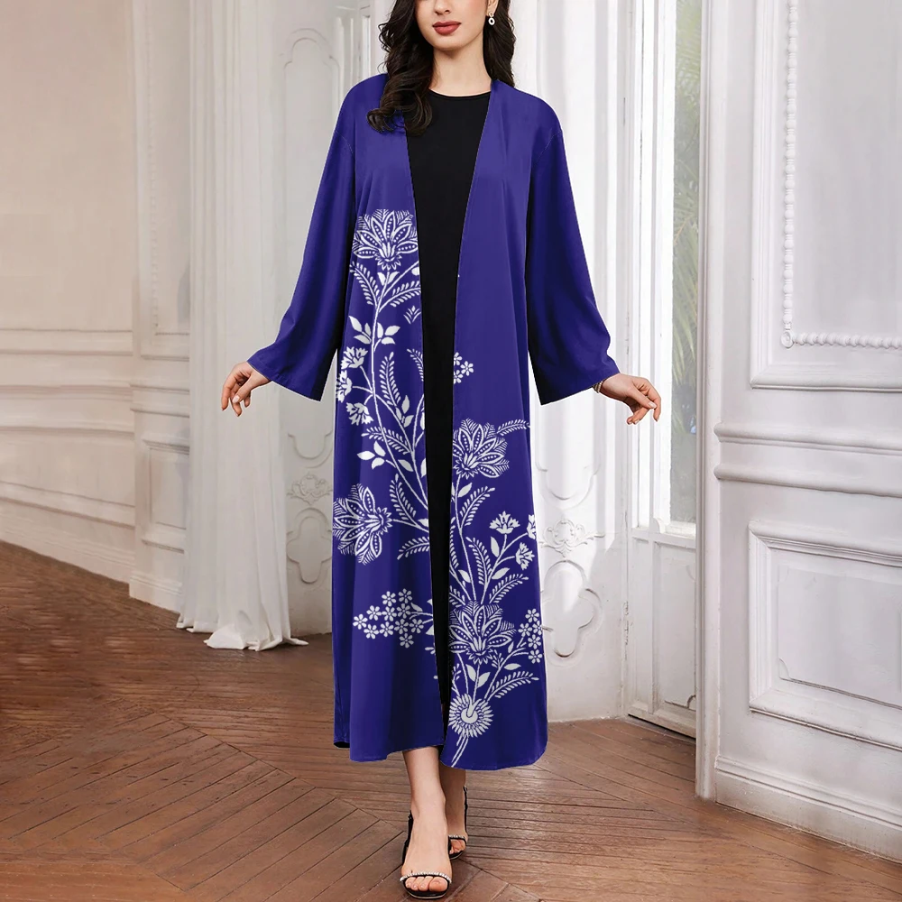 New Dubai Fashion Comfortable Cardigan Robe Long Sleeve Delicate Printed Robe Elegant Loose Robe for Muslim Women During Ramadan