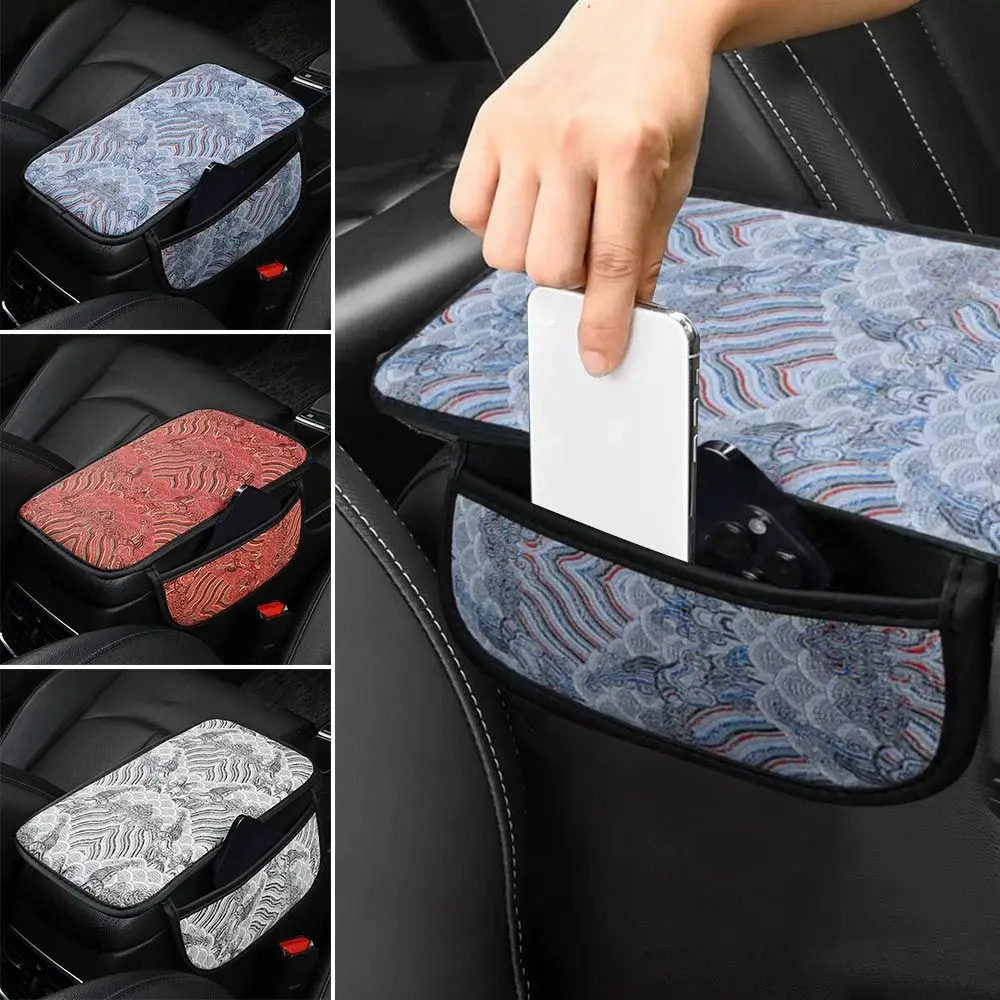 with Pocket Car Center Console Protector Cover Elbow Support Multifunctional Arm Rest Mat PU Leather Car Armrest Storage Pad