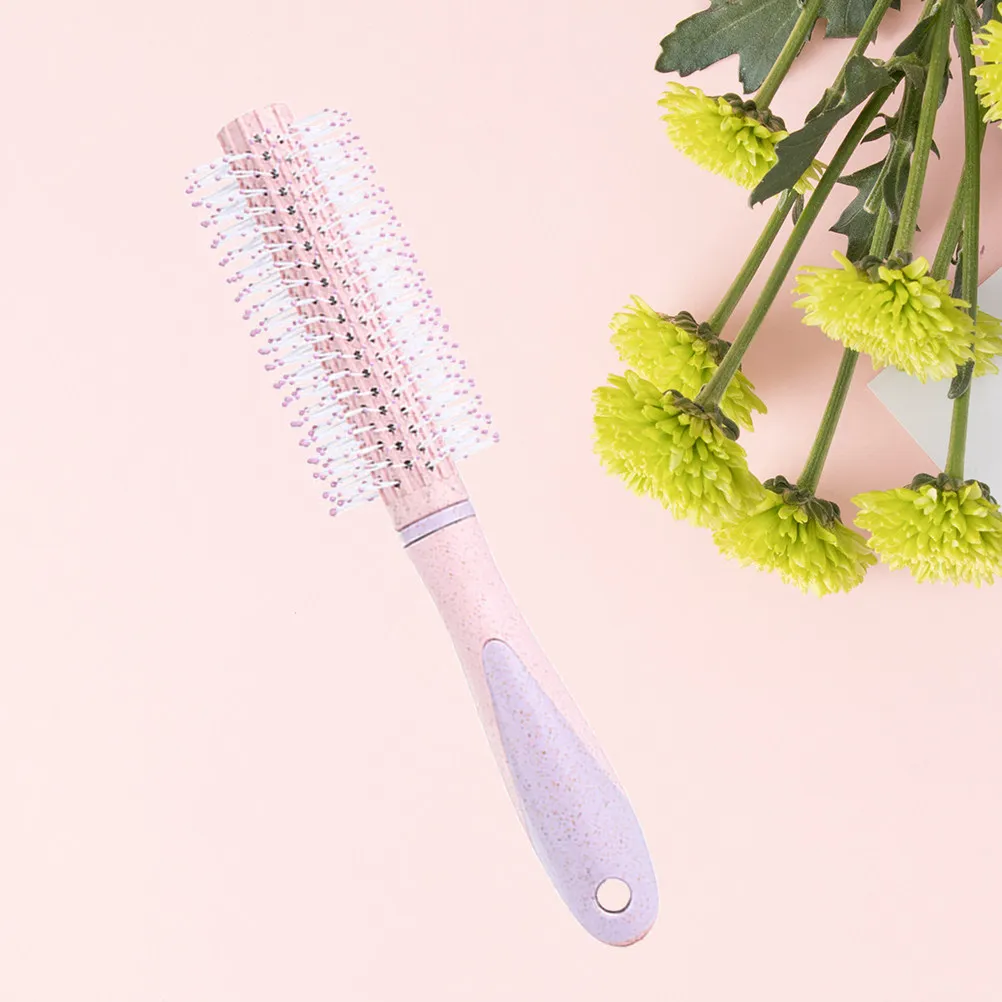 

Расческа для кудрявых волос из пшеничной соломы, разноцветная, цилиндрическая, легкая, с нескользящей ручкой для легкого распутывания и укладки.