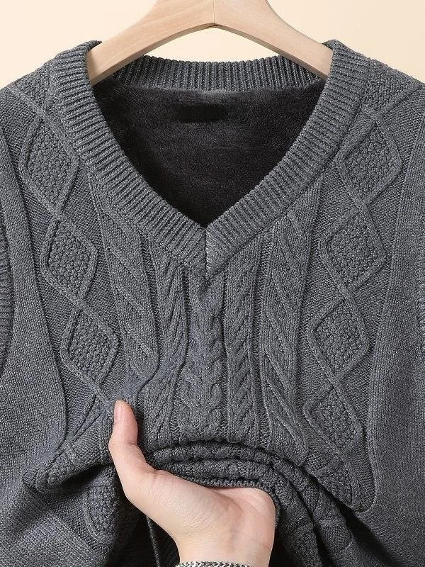 

Thiened Fce Warm Knitted Sweater Vest Korean V-ne Winter Men's Vest Svel Cotton-containing Inner Wear