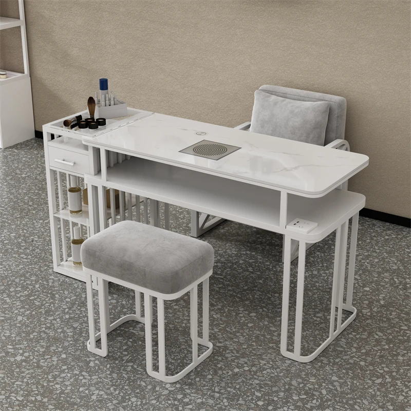 

Modern French Nail Table With Dust Collector Professional Minimalist Luxury Nail Table Glamour Design Mesa Manicura Furniture