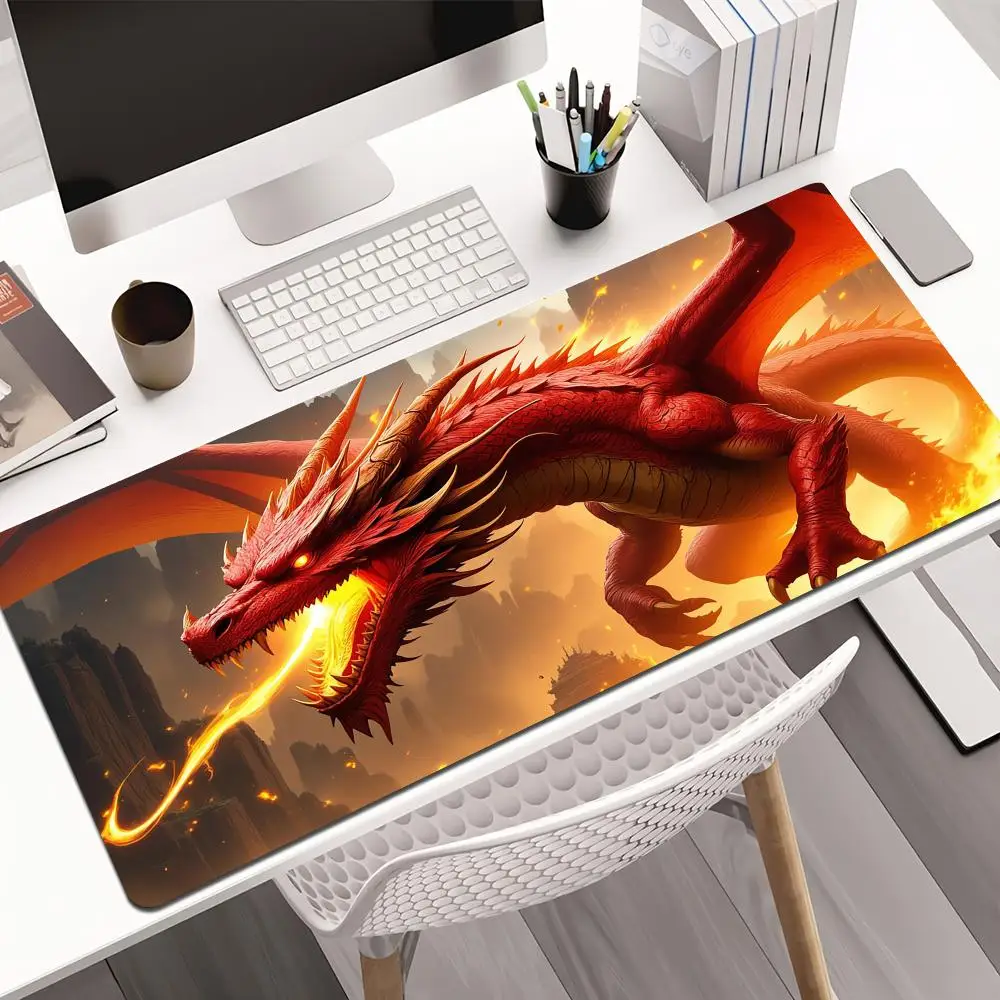 Red giant dragon playmat Mouse Pad rubber anti-slip base Desk Mat gamer pc accessories Gaming mat keypad expansion mousepad view 4