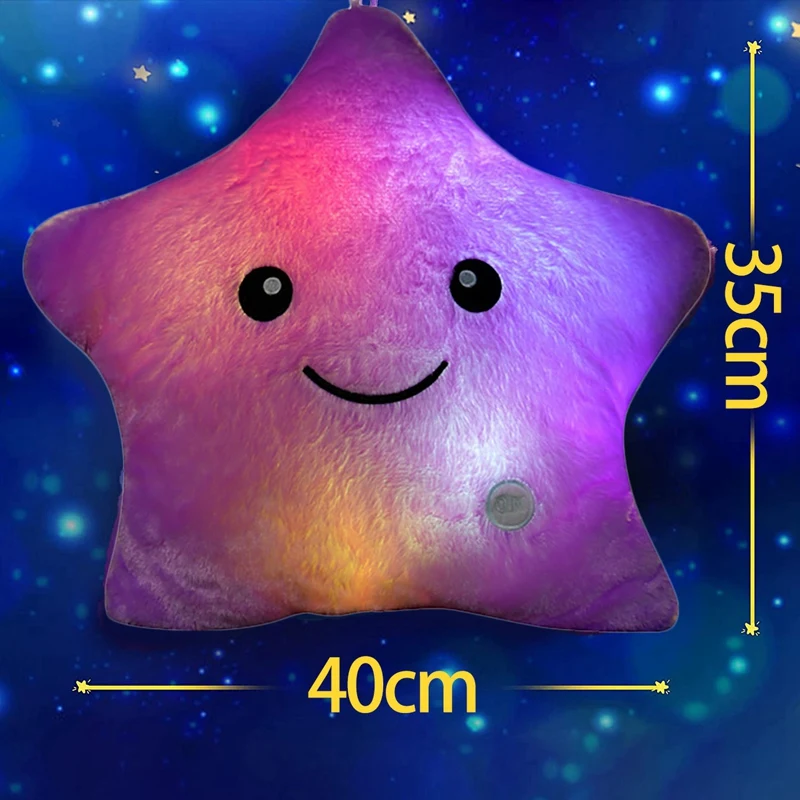 Creative Twinkle Star Light Up Night LED Plush Pillows LED Toys Birthday Valentines Gifts For Toddlers Best Girls