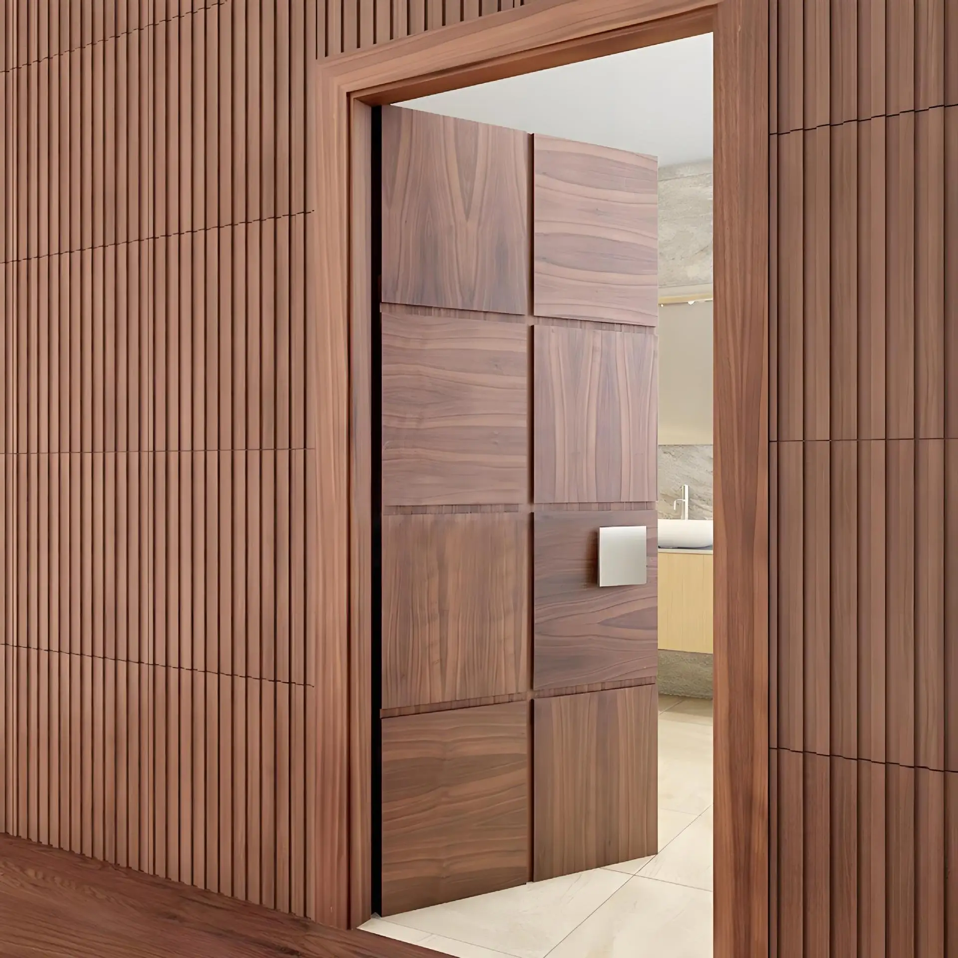 Modern Simple Solid Wood Door North American Black Walnut Entry Door Anti-theft Light Luxury Custom Black Walnut Swing Door Flat