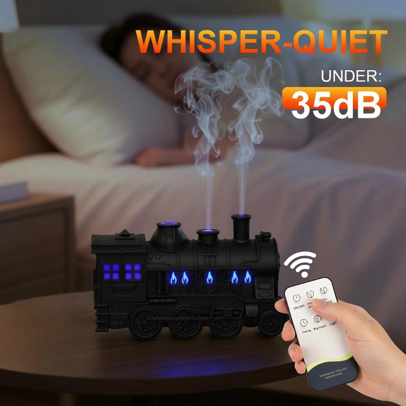 

300ML Vintage Steam Train Essential Oil Diffuser with 2-Color LED Light/2 Mist Modes Aroma Diffuser for Home Decor & Gifts