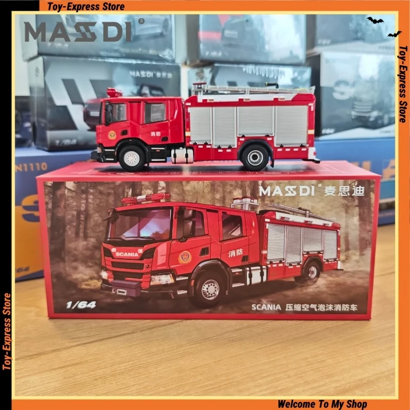 

Модель пожарной машины Massdi Scania Diecast, спасательная, с пенообразующим оборудованием, масштаб 1/64, из сплава, коллекционная, в подарочной коробке