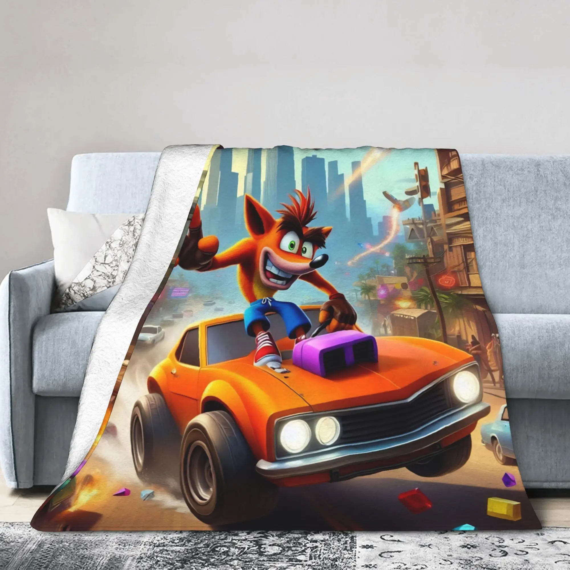 Crashed Game Bandicoots Blanket Coral Fleece Plush Summer Air Conditioning   Thin Throw Blankets for Home Outdoor Bedspread