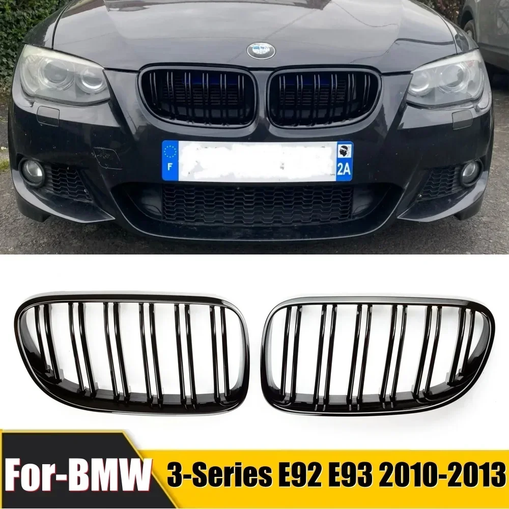 

For BMW 3-Series E92 E93 M3 Coupe LCI 2010 2011 2012 2013 2Pcs Car Style Glossy Black Front Kidney Double Slat Grill Grille