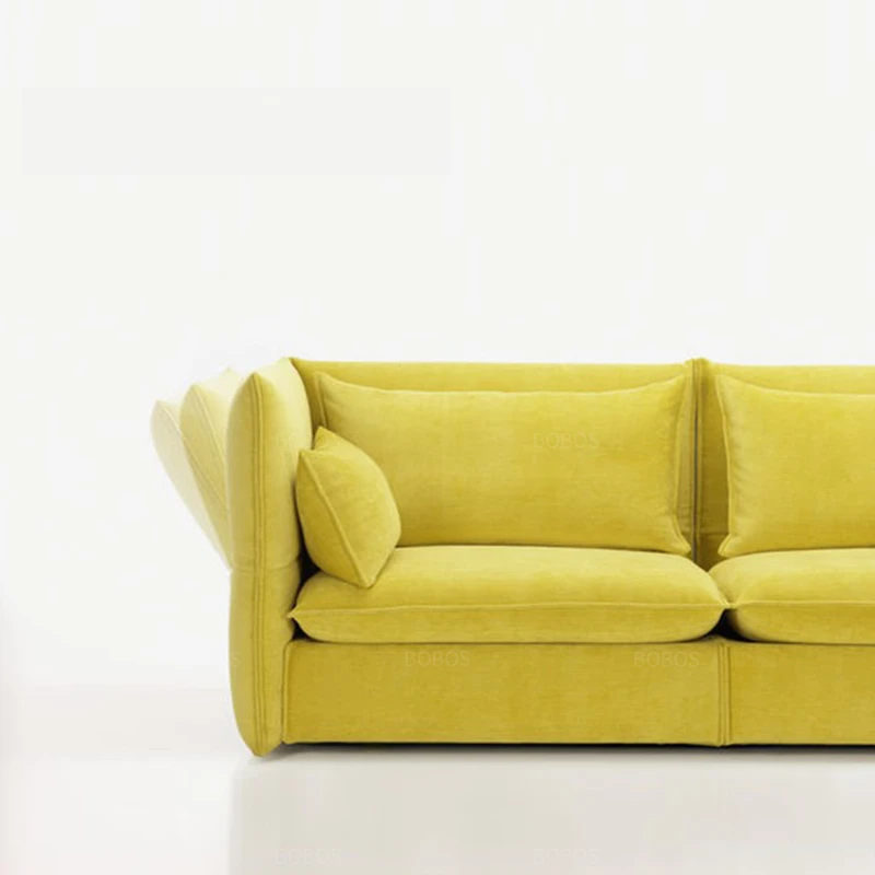 أريكة Wabi Sand Wind الإيطالية ذات الحجم البسيط على شكل فراشة أصفر ورمادي وأزرق مزدوج ثلاثي متعدد الوظائف #4