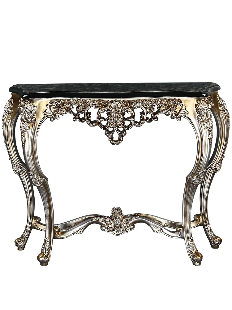 

Console Tables Light Luxury Wall Hallway Semicircle Distressed Marble Entrance Cabinet