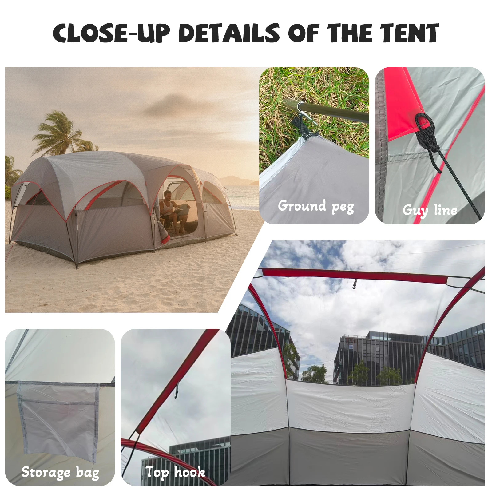 8 Person Camping Tent Mesh Ventilation Beach Shelter Spring Festival Tropical Getaways Family Picnics Outdoor Adventure