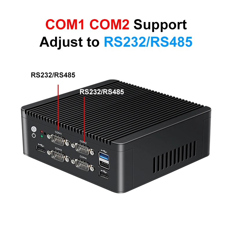 미니 PC 인텔 펜티엄 N5000 J4125 2x GbE LAN 6x COM RS232 RS485 6x USB GPIO 확장 가능 지지대 SIM 4G WiFi 윈도우 10/11 우분투