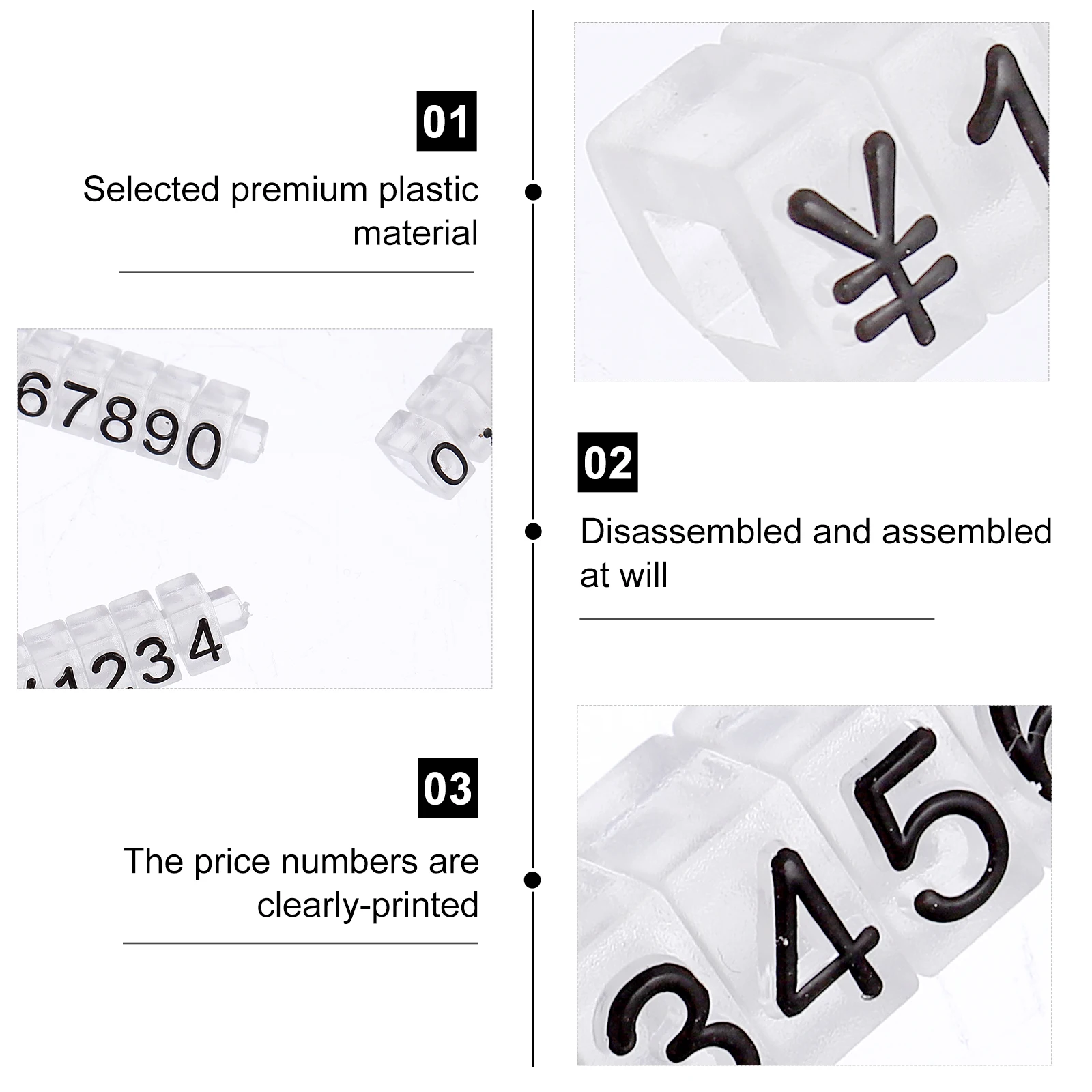 

10 Pcs Price Tags Labels Store Sign Boards Advertising Rack Jewelry Numbers Display Smooth Plastic Sticker