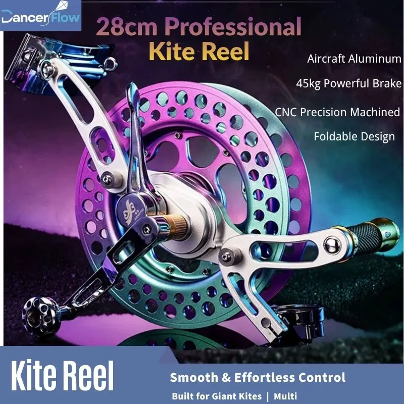 Image of 2026 Neu: 3-Gang Faltbare 28cm Drachenrolle aus Aluminium – Professioneller Drachenwinder für große Einleiner-Drachen