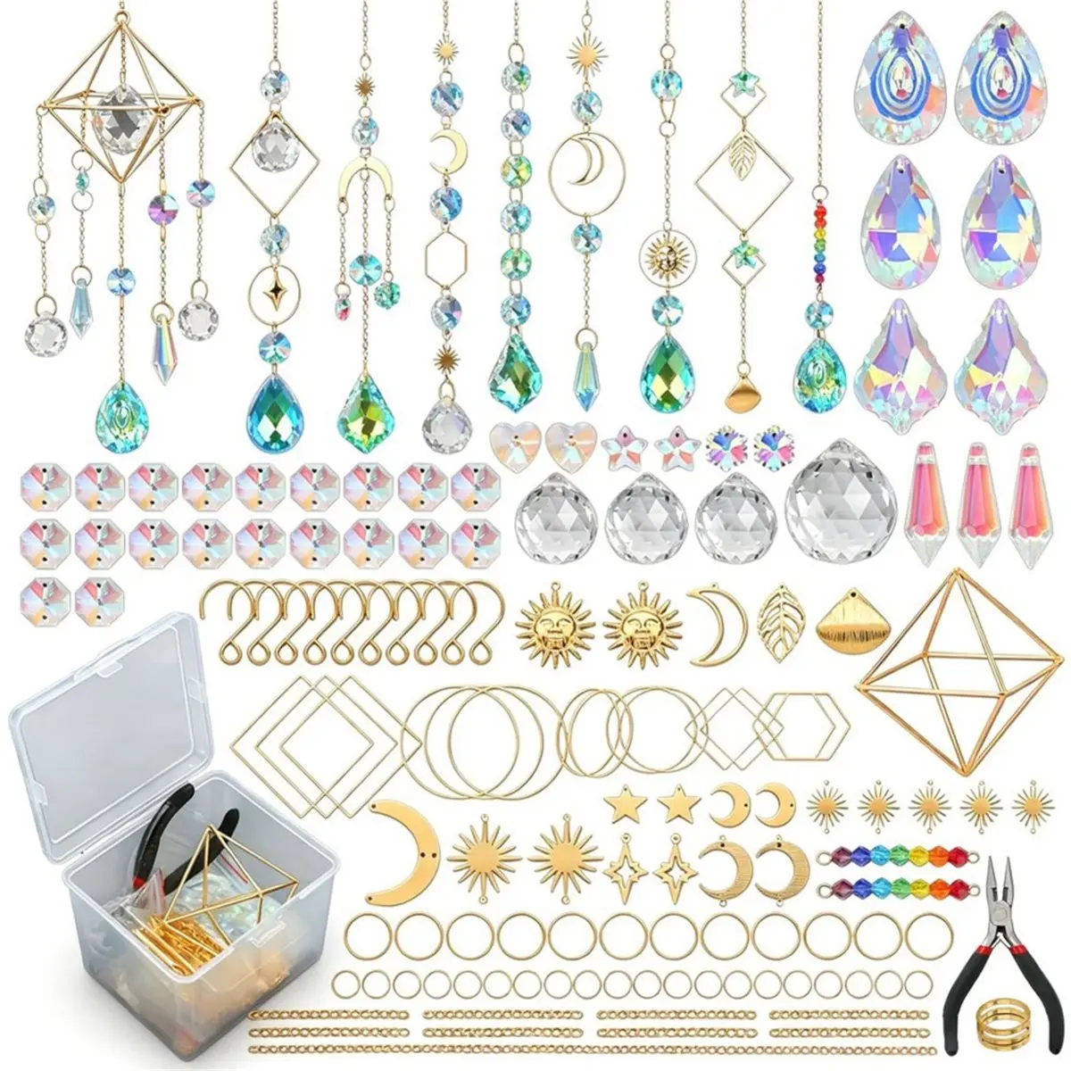 DT38 DIY Suncatchers, 400 Pcs Sun Catchers Making Supplies Kit Art and Crafts for Adults Prism Hanging Decorative