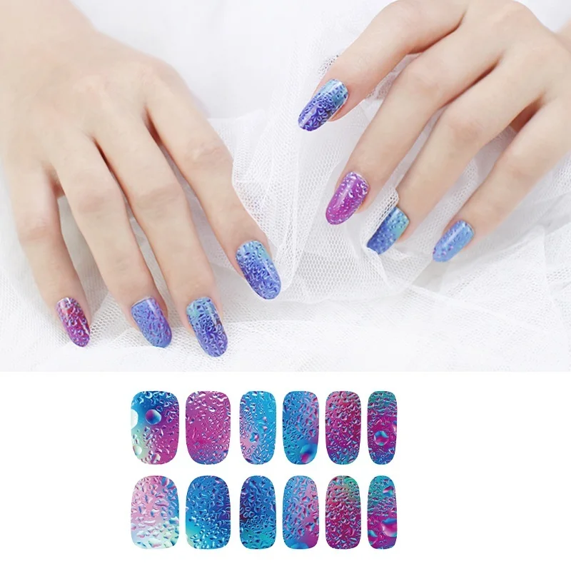 6 fogli adesivi per smalto vibrante con avvolgimento completo, decalcomanie per unghie autoadesive per adesivi per nail art di design per manicure