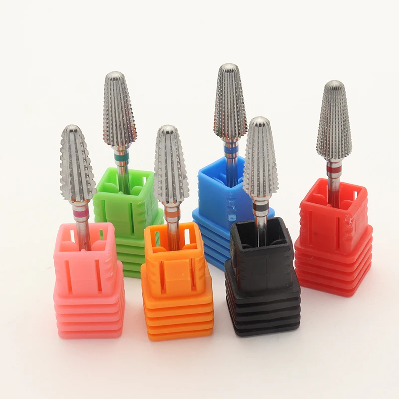 New! 5 in 1 Tapered Safety Carbide Nail Drill Bits With Cut Drills Carbide Milling Cutter Manicure Remove Gel Nails Accessories