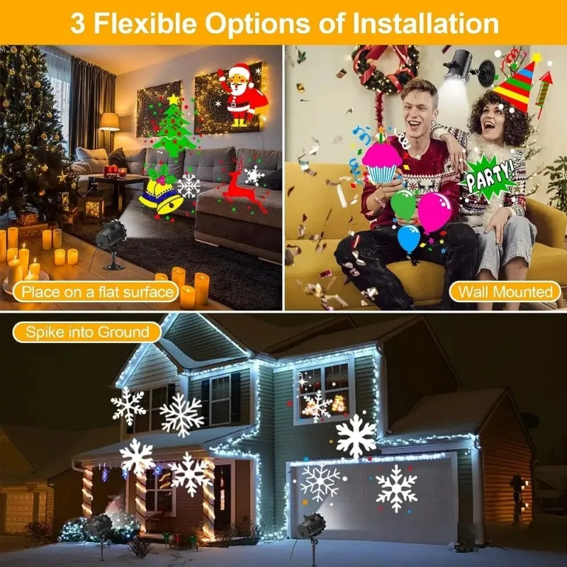 10 Card Christmas Projector Light 8 Patterns Animation Effect Stage Spotlight with Remote Halloween Party Garden Projector Light