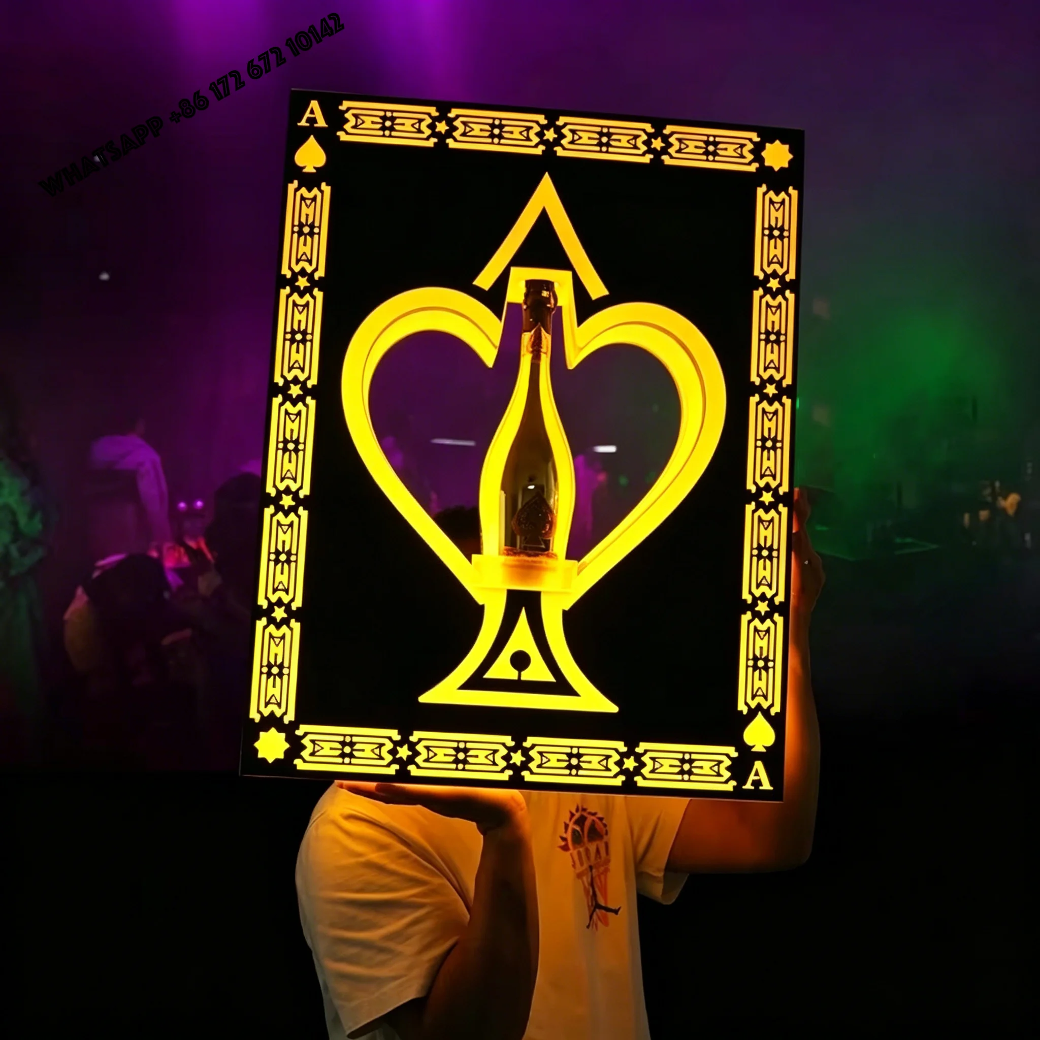 Led Luminous Spades Eco-friendly Ice Bucket Party Night KTV Charging Advertising Customized Logo Bar Hand Sign Art Deco Acrylic