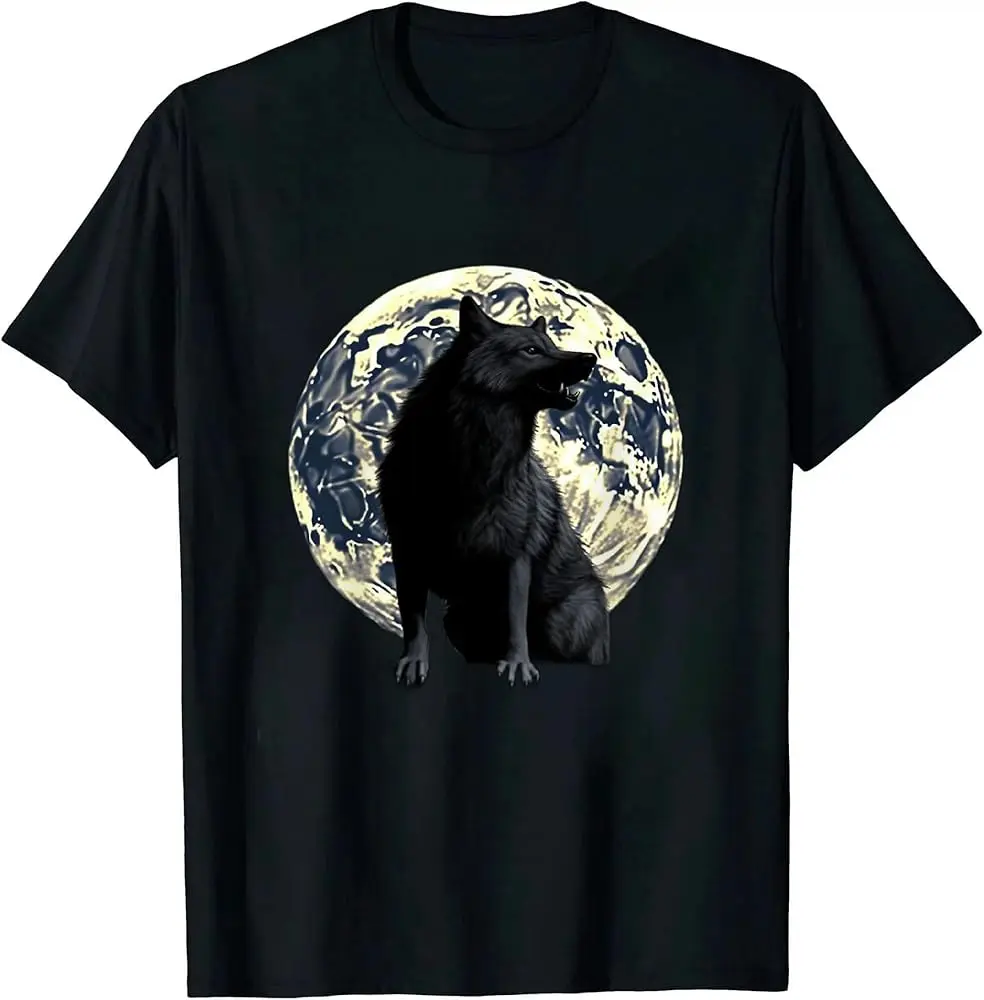 Wolf in Moon Light T Shirt - Cool Full Dog pup Howling tee High Quality 100%Cotton Short Sleeve