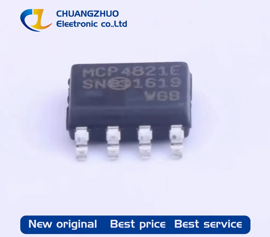 10Pcs  New original   MCP4821-E/SN  4.5us 12 SPI 2.7V~5.5V SOIC-8 Digital To Analog Converters