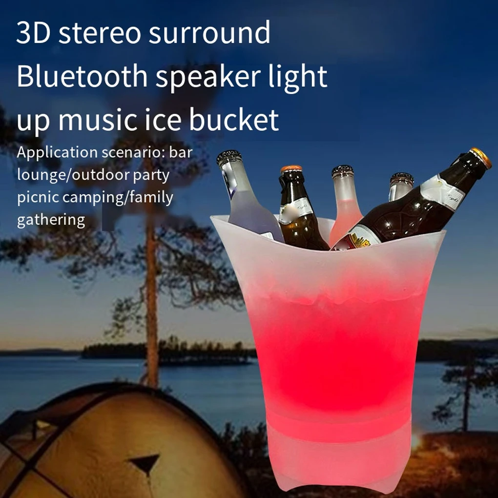 Creative LED Ice Bucket With Colorful Lighting Effects LED Light Portable Small Speaker Beer Bucket