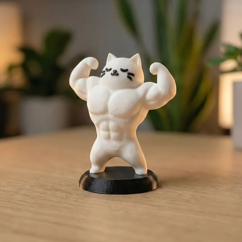 Figurine de chat Muscle Fitness, petite statue décorative, mini sculpture décorative pour la décoration de bureau et de la maison