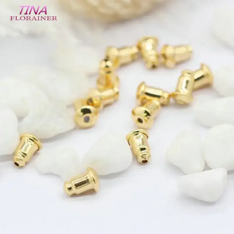 100pcs 14k Gold Color Plated Earring Studs Backs Stopper Scrolls Ear Blocked caps Earring Back Stoppers Ear Accessories Supplies