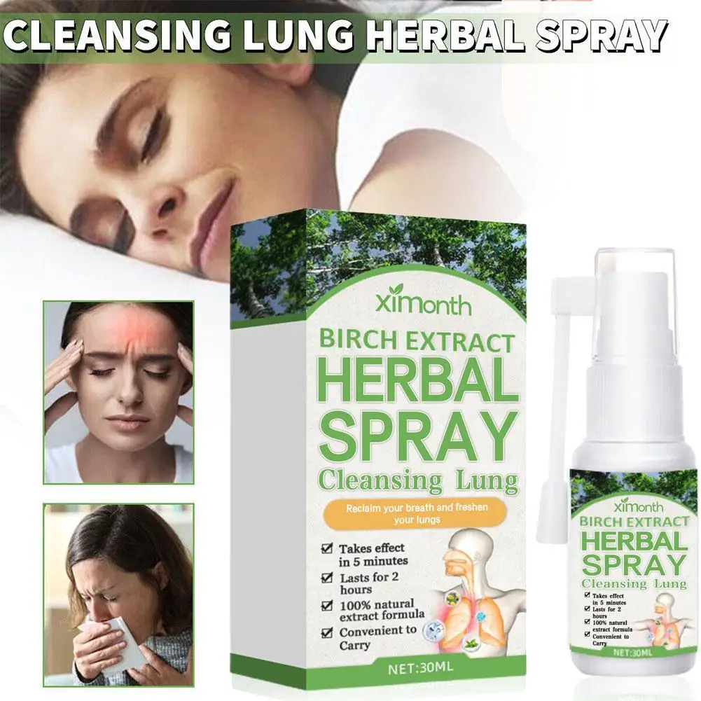 Birch Herbal Cleansing Lung Spray Lung Health Supplement for Lung Cleanse, Respiratory Support and Mucus Relief To Breath Easy