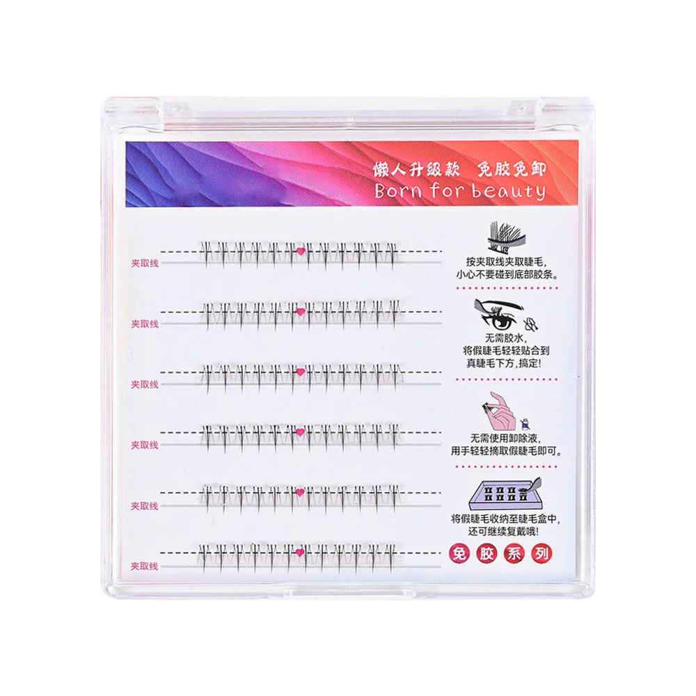 Presse sur cils en grappe auto-adhésifs aspect naturel pas besoin de colle faux cils sans colle cils segmentés réutilisables faits à la main