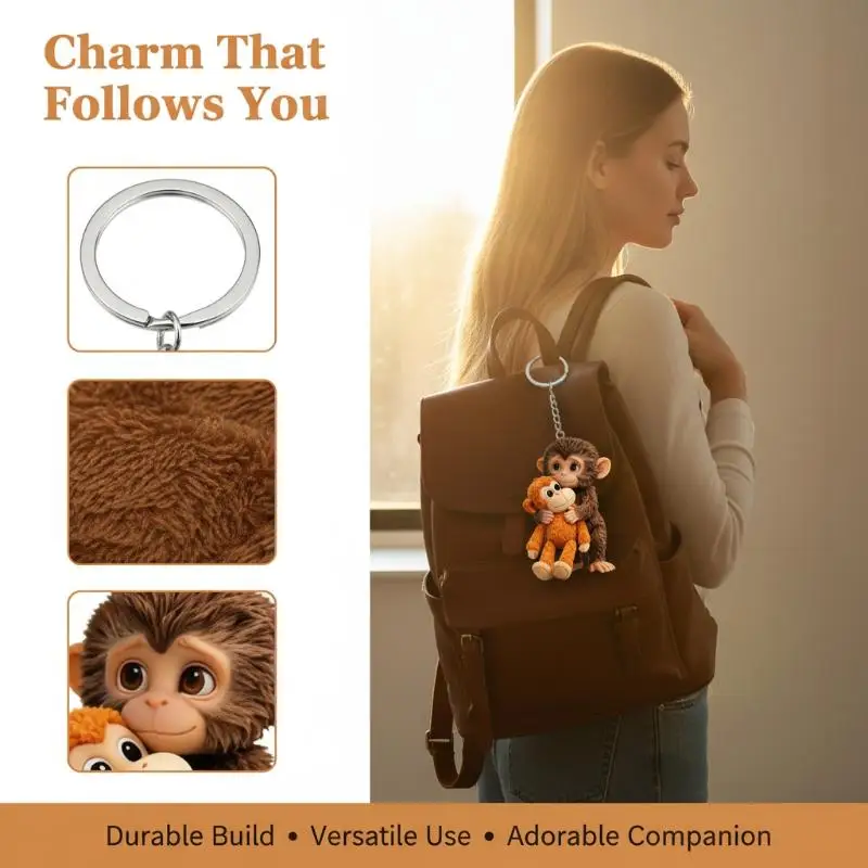 Punch The Monkey Keychain Cute Anime Plush Doll Bag Pendant Soft Stuffed Toy for Kids Backpacks