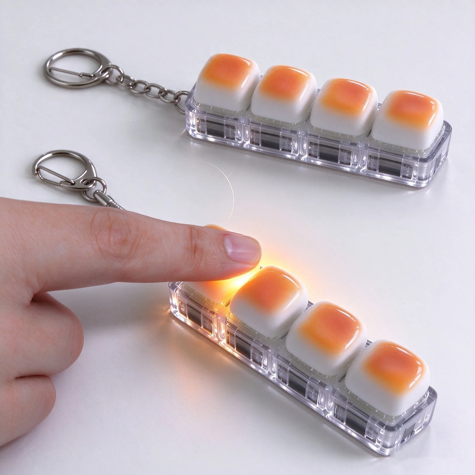 4-Key Caramel Bread Fidget Keychain, Simulation Food Push Button Toy, Cute Stress Relief Pendant for Bag & Gift