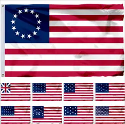 USA Flag 13 Stars History 90x150cm 3x5ft US Hopkinson 1775 American 1777 United States 1795 Flags and Bennington 1818 Banners