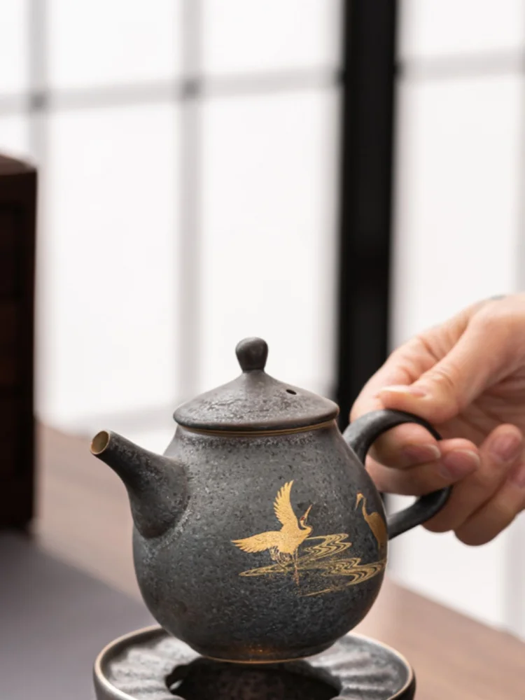 クレーンレトロ和風ティーポットヴィンテージセラミックカンフー茶ダン