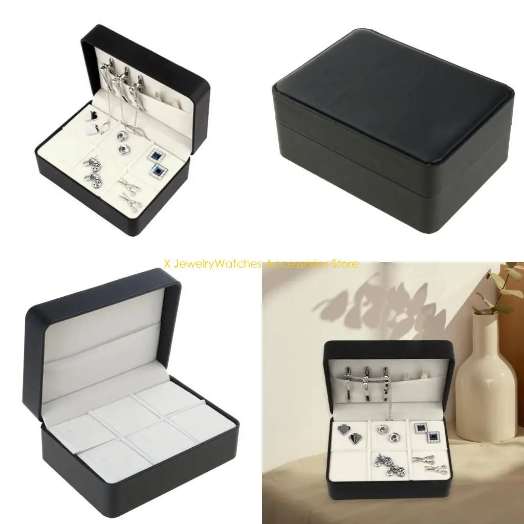 

31KD Black PU Cufflink Storage Box for Business and Travel Use Brooch Lapel Pin Display Case Scratch Resistant Jewelry Holder