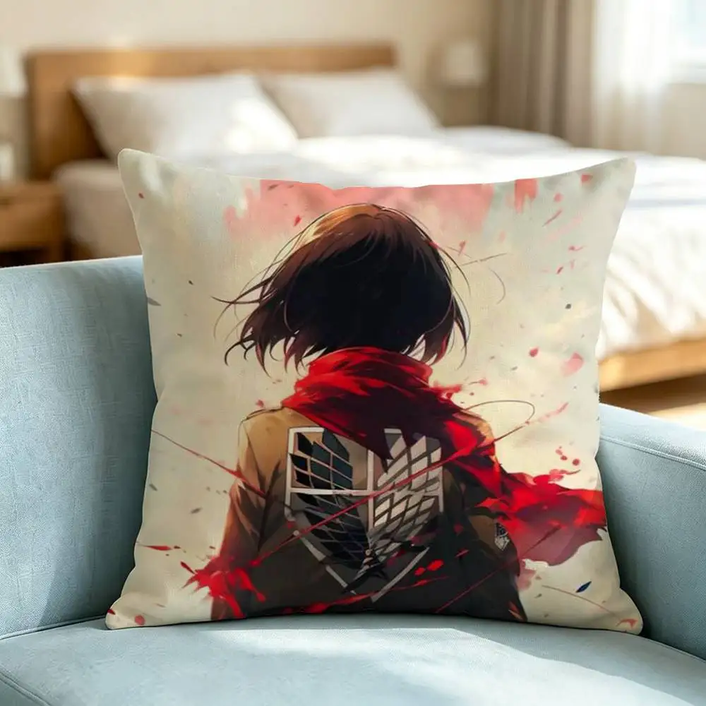 Attack on Titan Mikasa-A  Square Double-Sided printed Pillow Case Bedroom Bedside Pillow Sofa Cushion Cover Gift